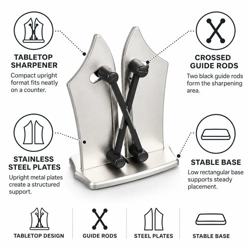 3-stage ergonomic and non-slip knife sharpener