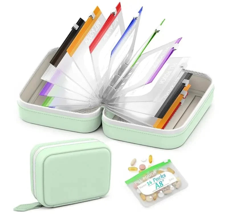 Tablet organizer with 14 compartments and zipper