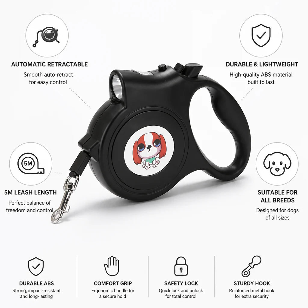Automatic Retractable Dog Leash with Tension Function (5M)