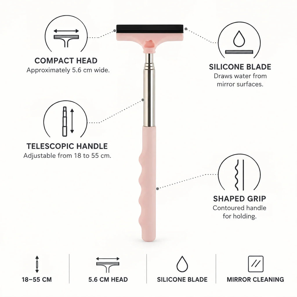 Car Mirror Squeegee Telescopic Extendable Handle & Silicone Blade (2 Pack)