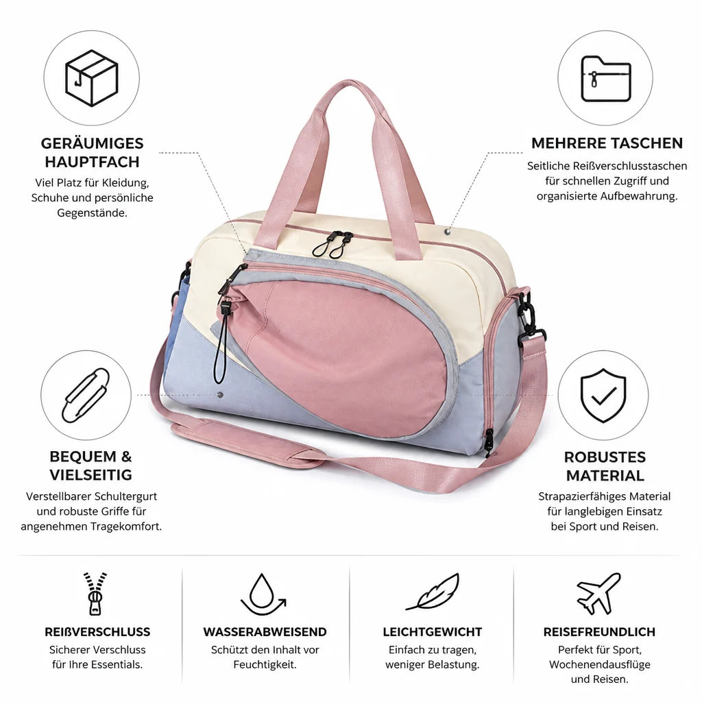 Large-capacity travel bag with zipper (adjustable strap)