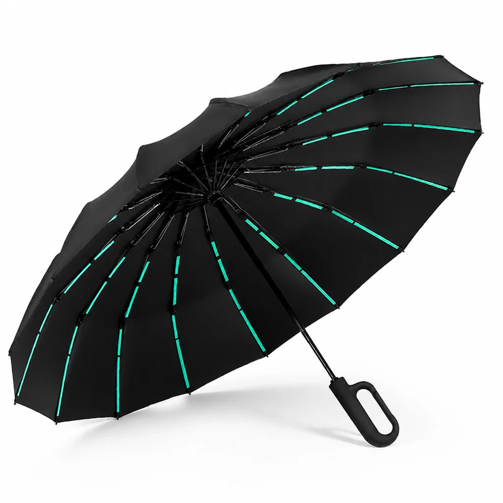 Windproof 16-Spoke Automatic Folding Umbrella
