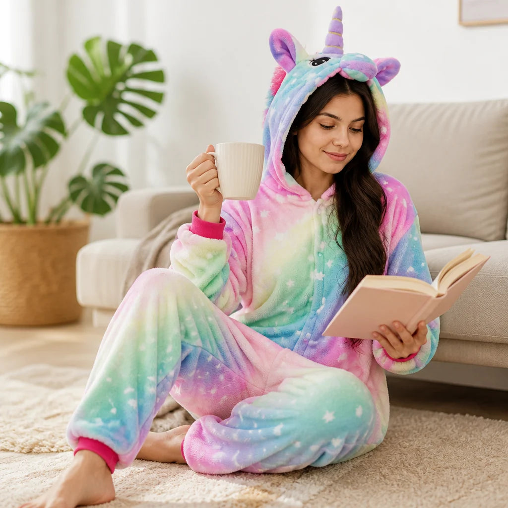 Girls Unicorn Onesie Fleece Loungewear