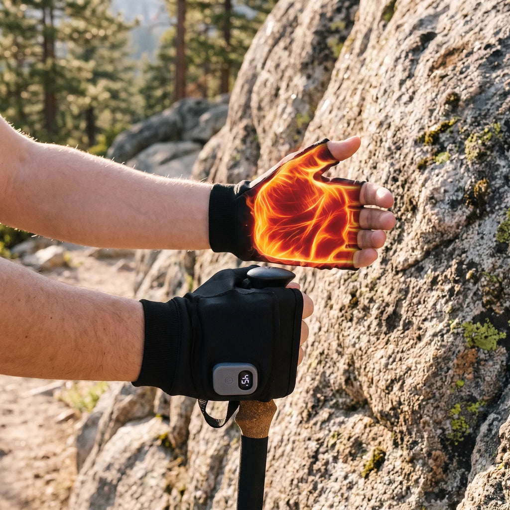 Rechargeable Heated Fingerless Gloves (Digital Temperature Display)