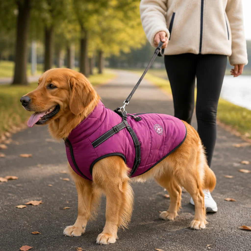 Dog Coat Water-Repellent Windproof Shell & Sherpa Fleece Lining