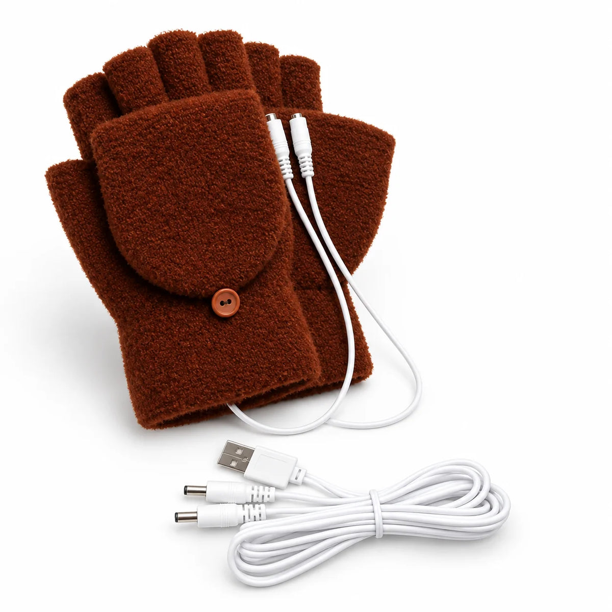 USB-powered adjustable heated fingerless folding gloves