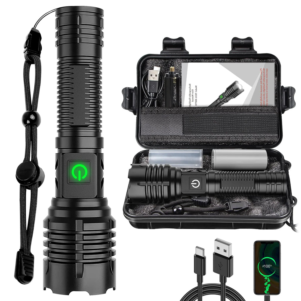 Rechargeable Flashlight 100,000 Lumens LED