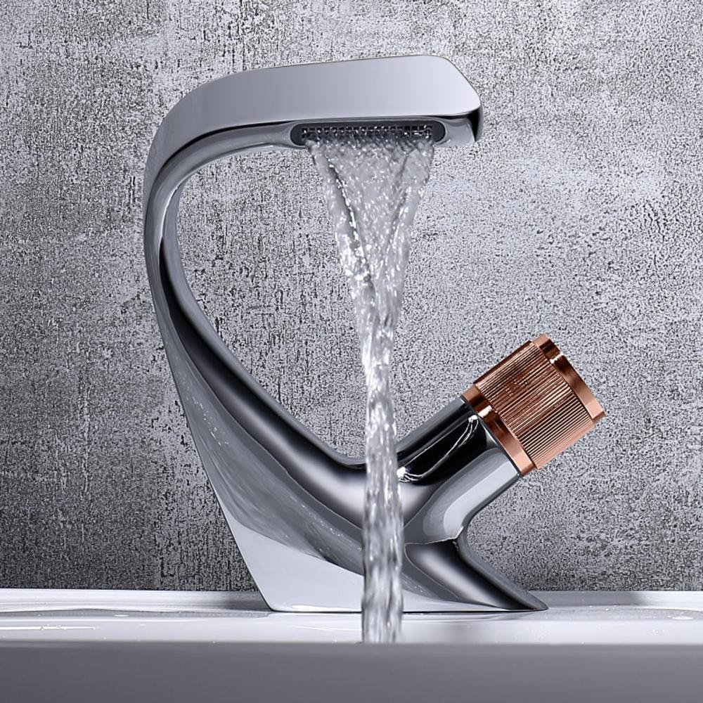 Bathroom Sink Faucet Waterfall Sink Spout Solid Brass