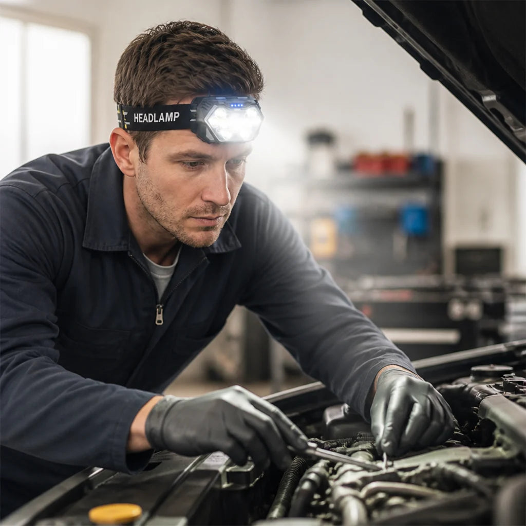 2000 Lumen USB-C Rechargeable Motion Sensor Headlamp