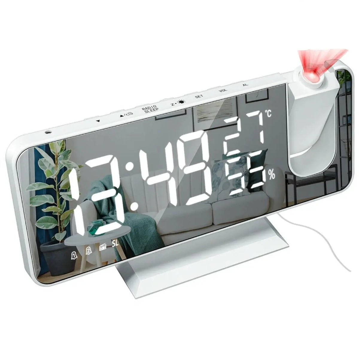Projection Alarm Clock FM Radio & USB Charging Port