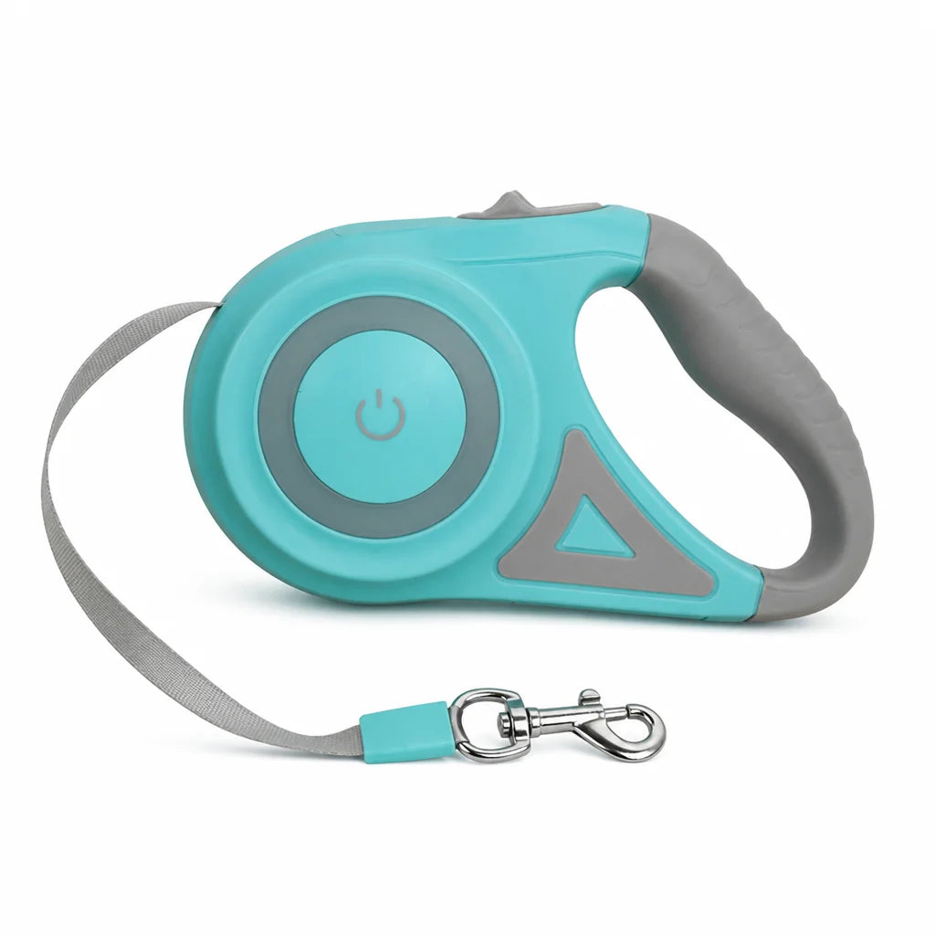 Built-in LED, One-Hand Brake & Lockable Retractable Dog Leash Strap