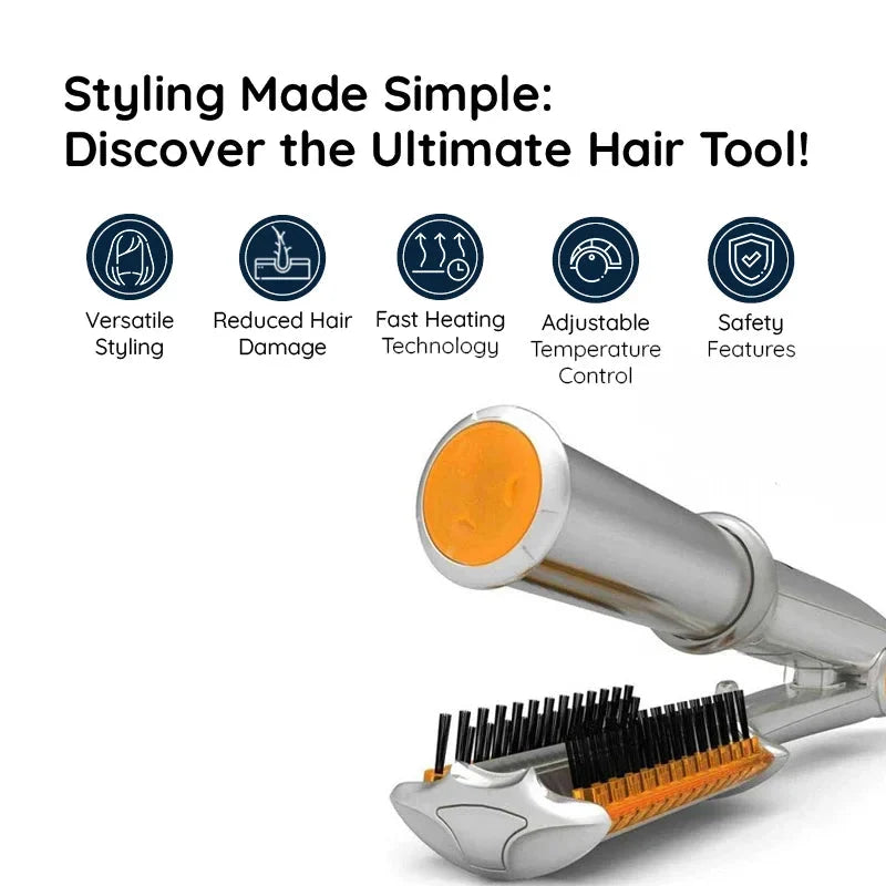 2-in-1 Rotating Hair Brush – Styling & Straightening