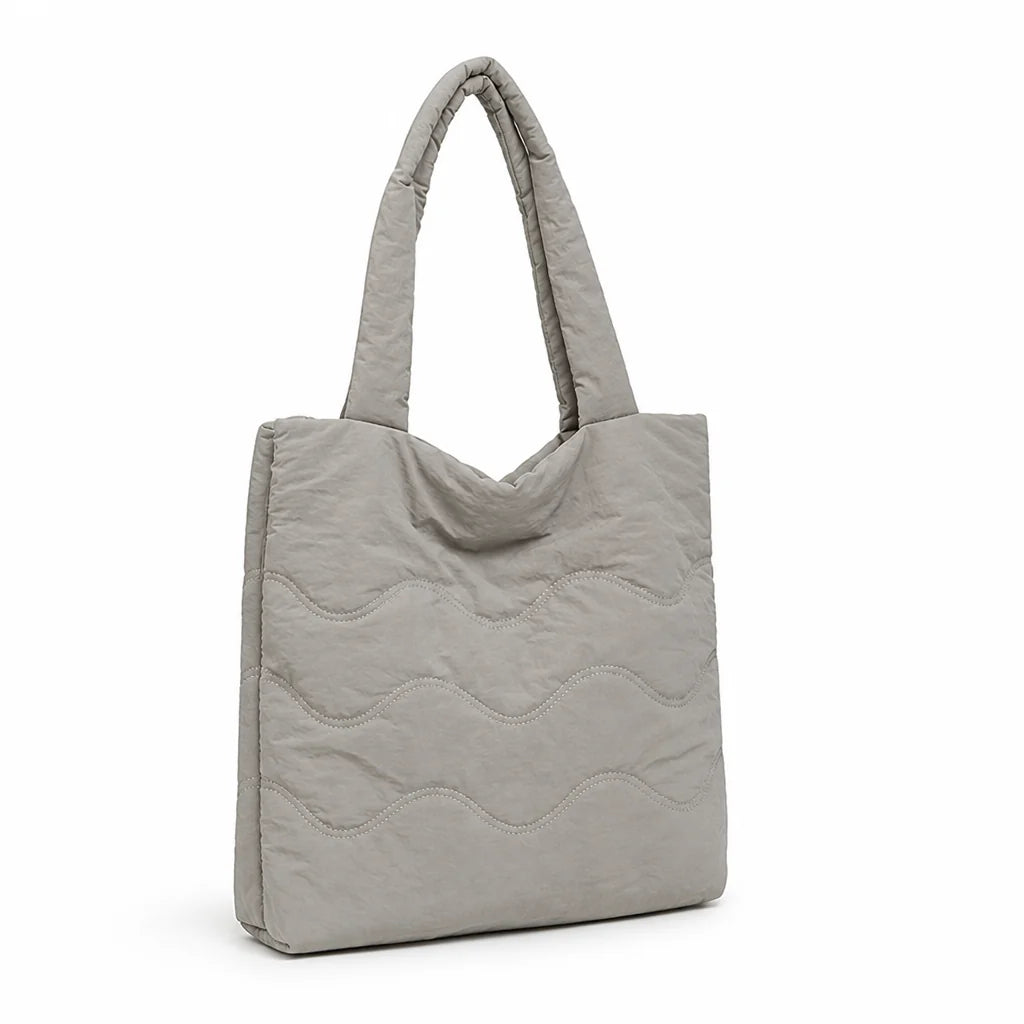 Shoulder bag with wave pattern and additional cotton padding