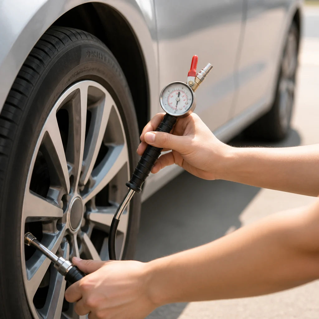 Built-in Manometer & Dual-Head Tire Pump