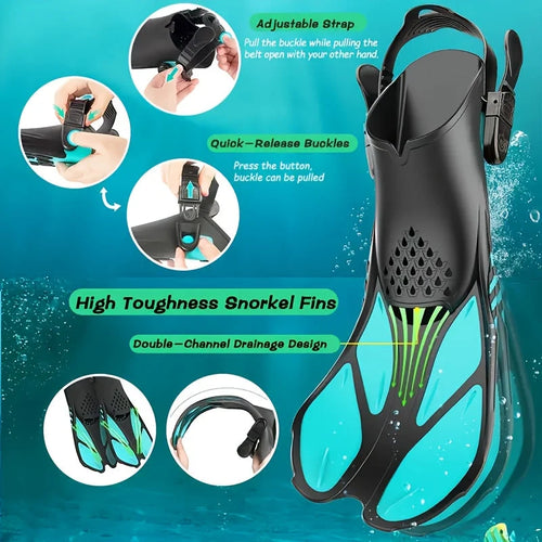 Adjustable Short Snorkel Fins – Open Heel