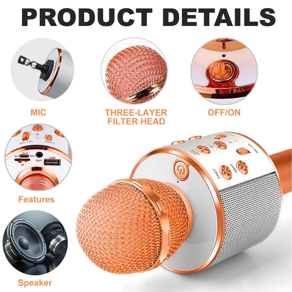 Karaoke Microphone Bluetooth Speaker & Rechargeable 1500mAh Battery