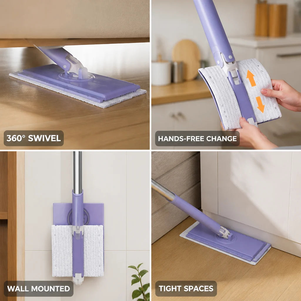 Hands-free 360° Rotatable Mini Mop (Wall Mount)