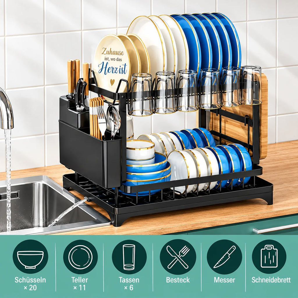 Dish Rack Stainless Steel Rotating Drain