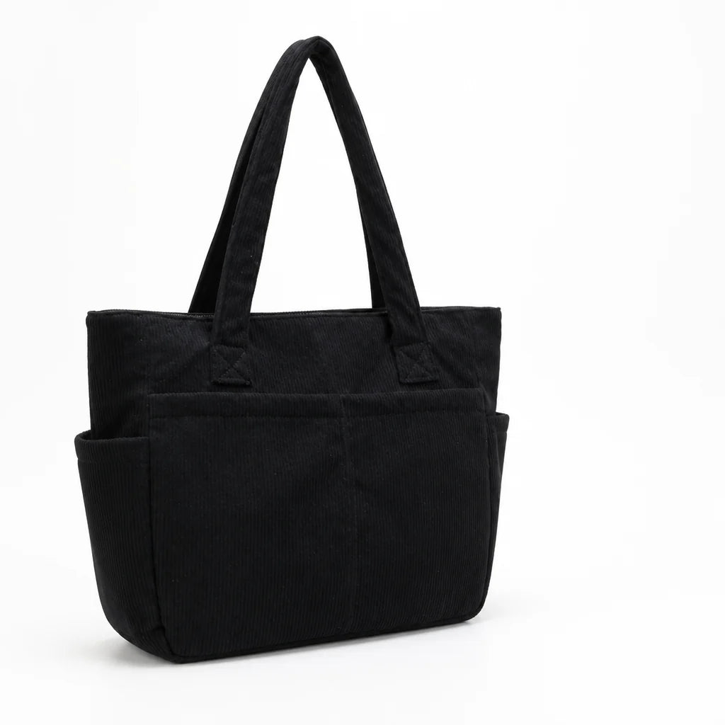 Multi-pocket shoulder bag with simple cleaning system (ergonomic handles)