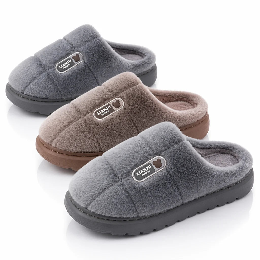 Plush, Fleece-Lined, Non-Slip Slippers (Unisex)