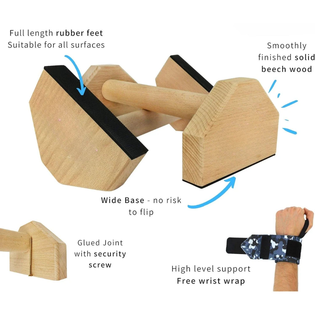 Push-Up Bars Wooden Non-Slip