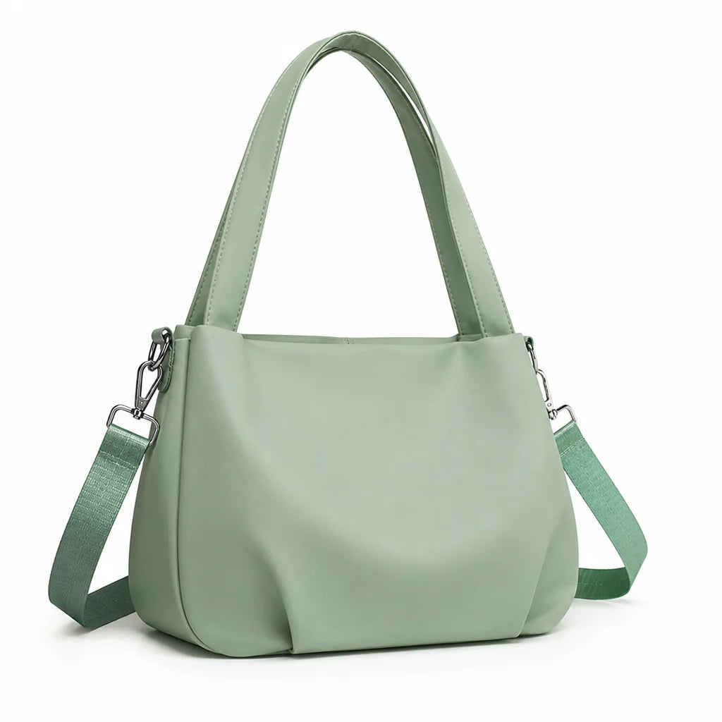Waterproof nylon shoulder bag with multiple compartments