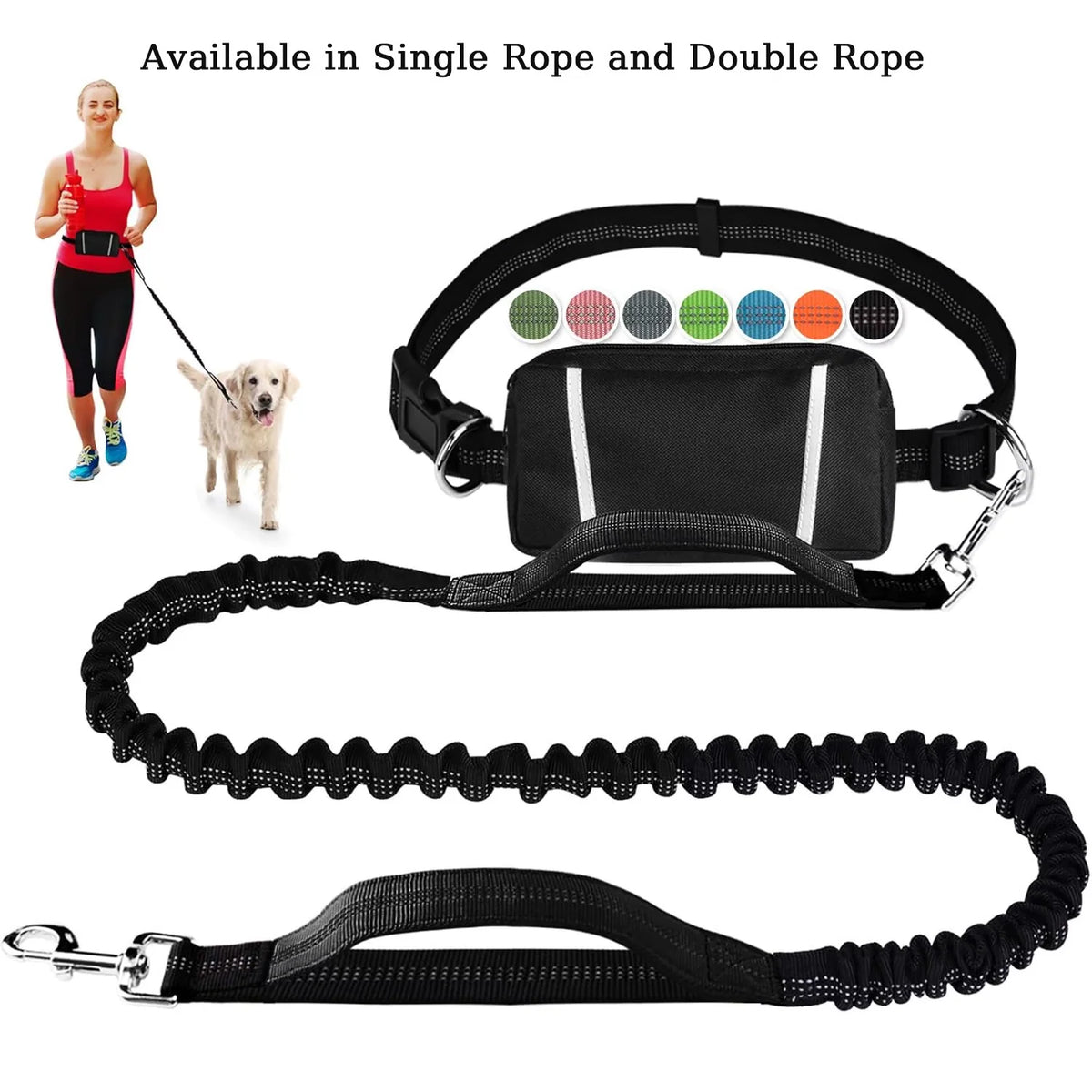 FlowLeash Dog Leash with Shock Absorber & Waist Belt