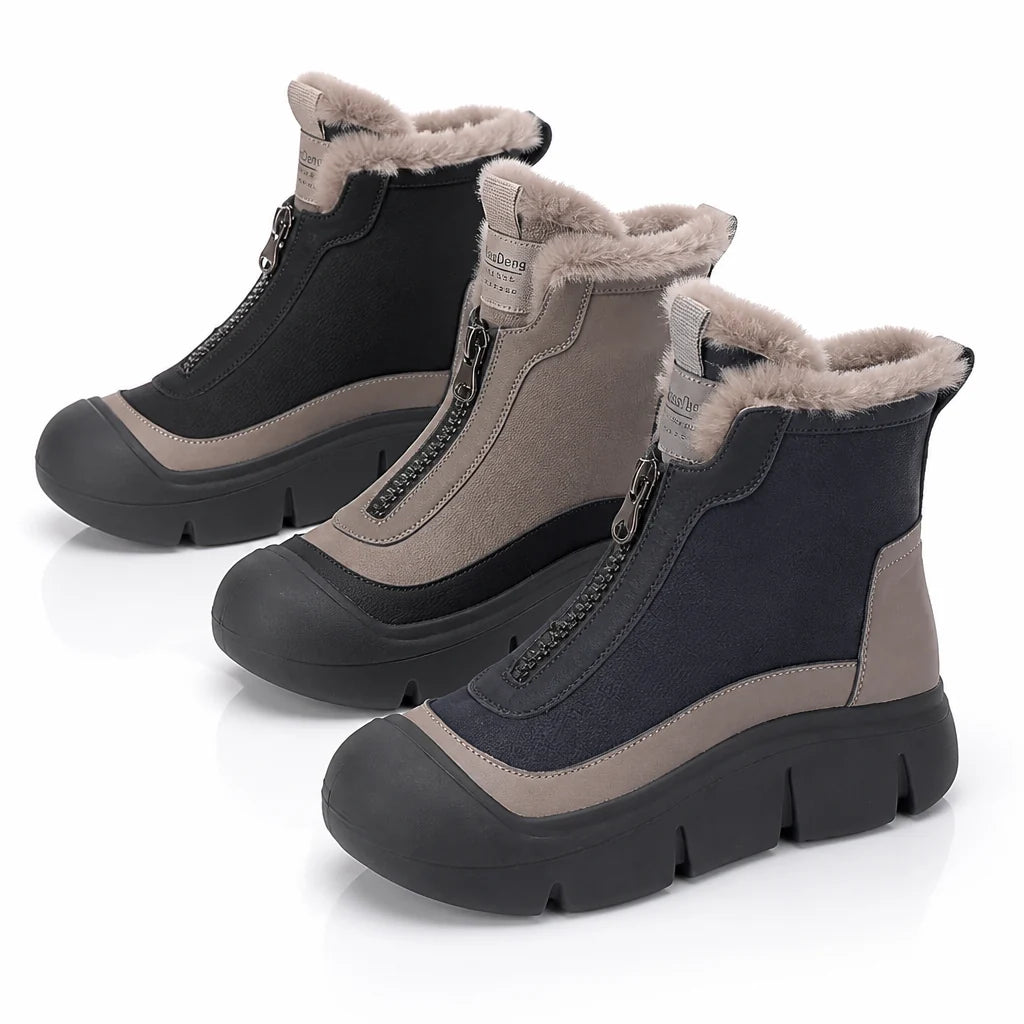 Waterproof insulated snow boots with side zipper