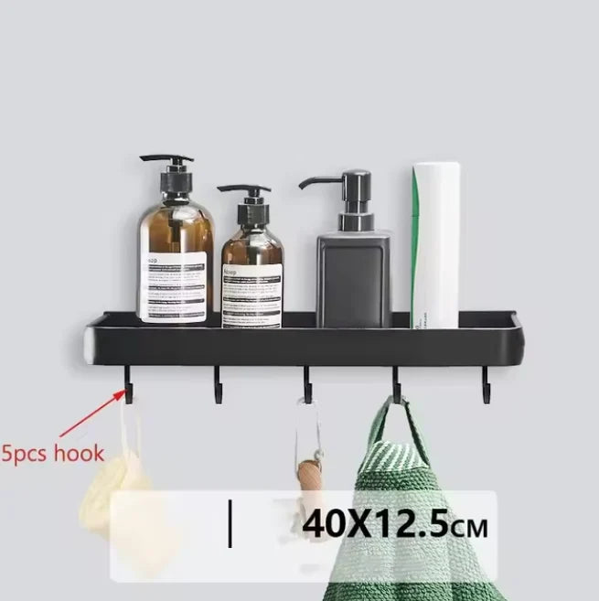 Kellan Wall-Mounted Bathroom Shelf Black