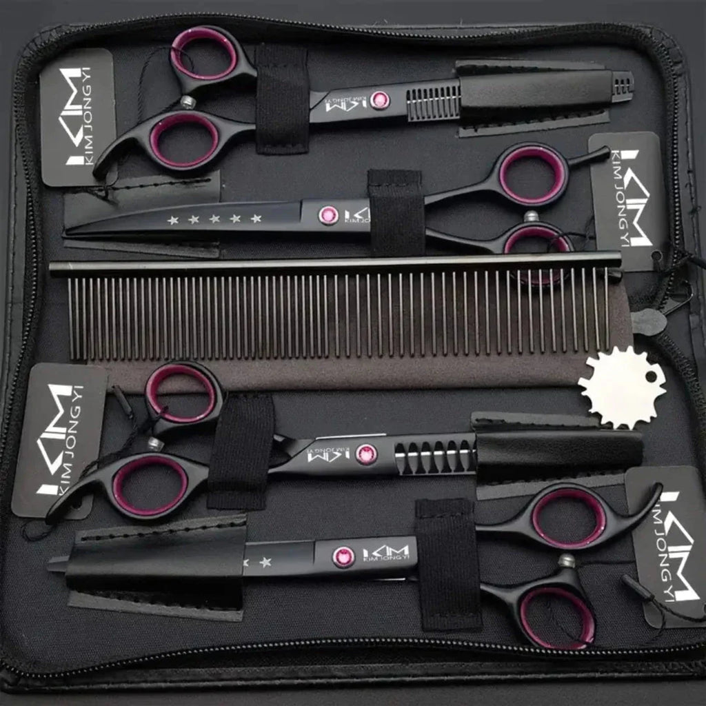 Dog grooming set with stainless steel blades and ergonomic handles