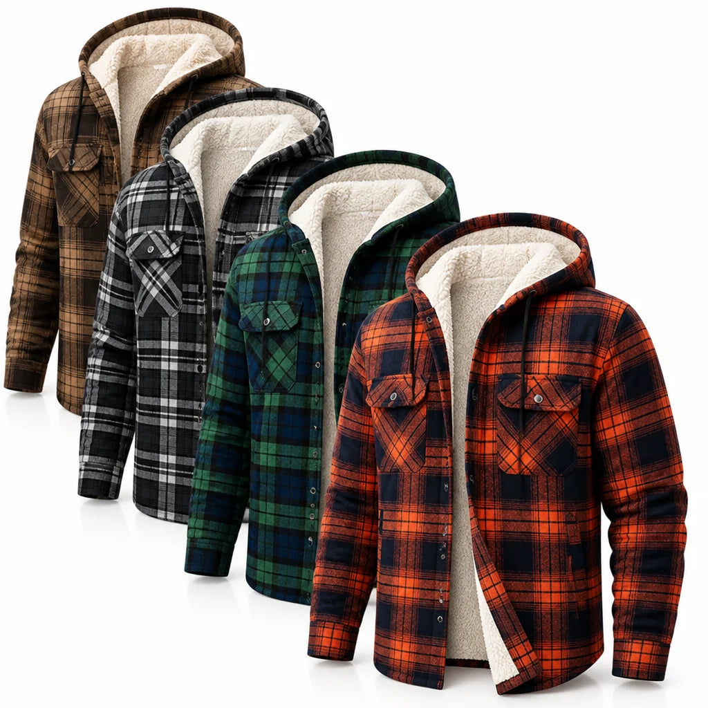 Thermally Lined Hooded Flannel Overshirt