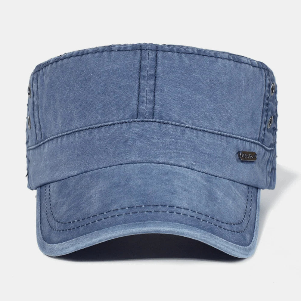 Men's Military Style Cap, Washed Cotton, Adjustable Strap