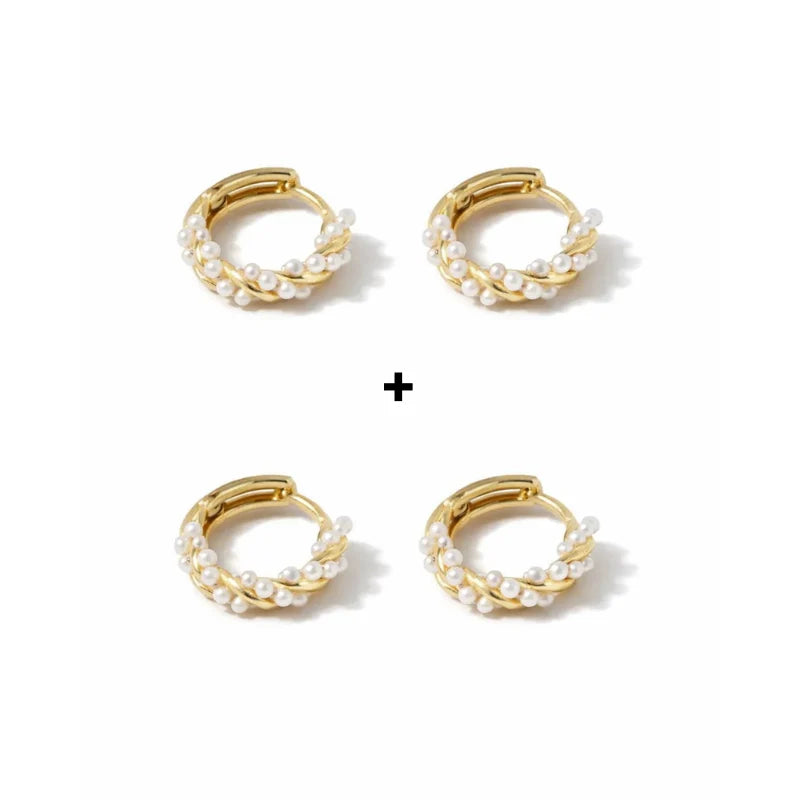 Twisted Hoop Earrings with Pearls