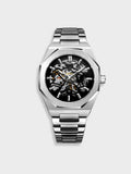 Men's Automatic Wristwatch Skeleton Dial Stainless Steel Bracelet