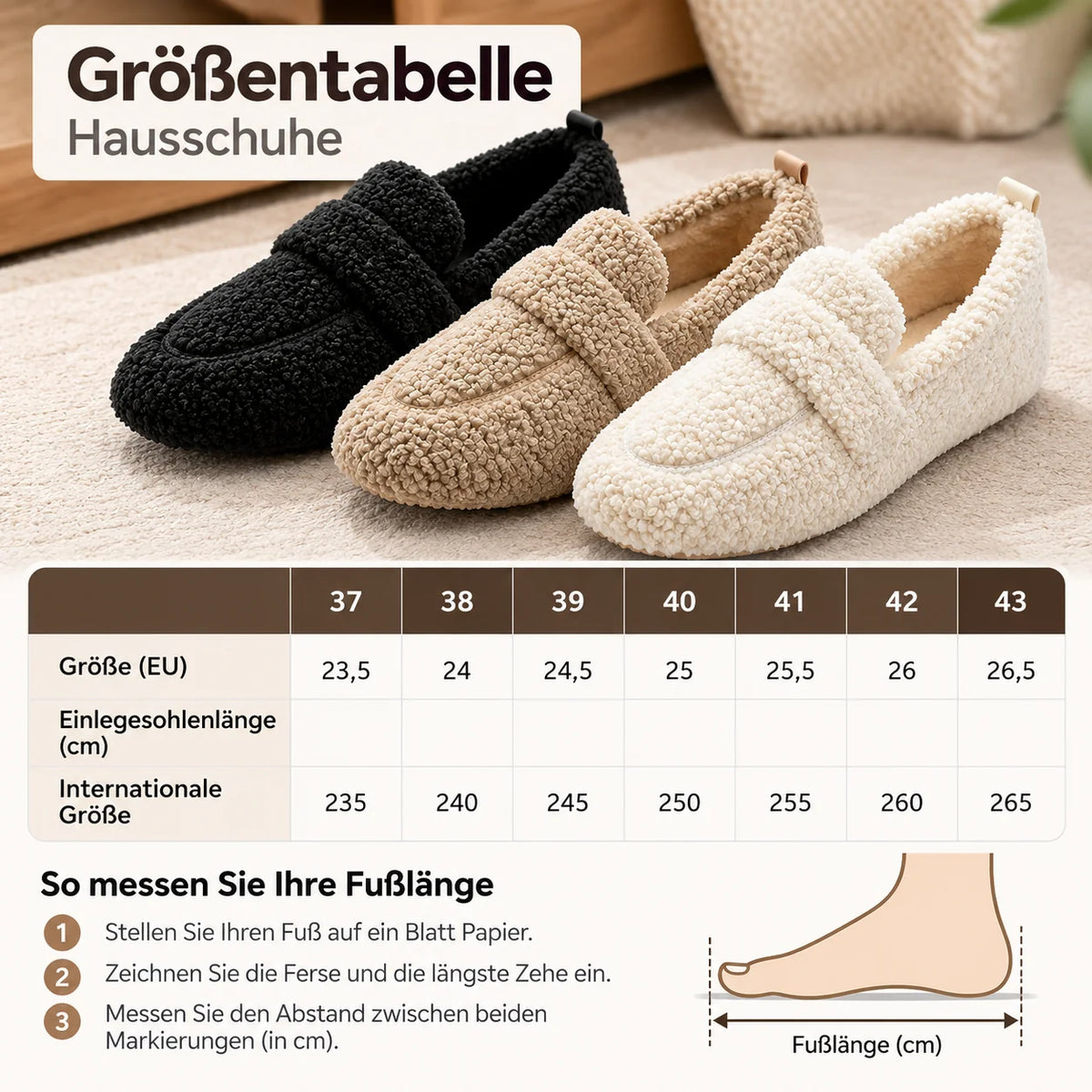 Slip-on Slippers with Wool and Plush Lining (Unisex)