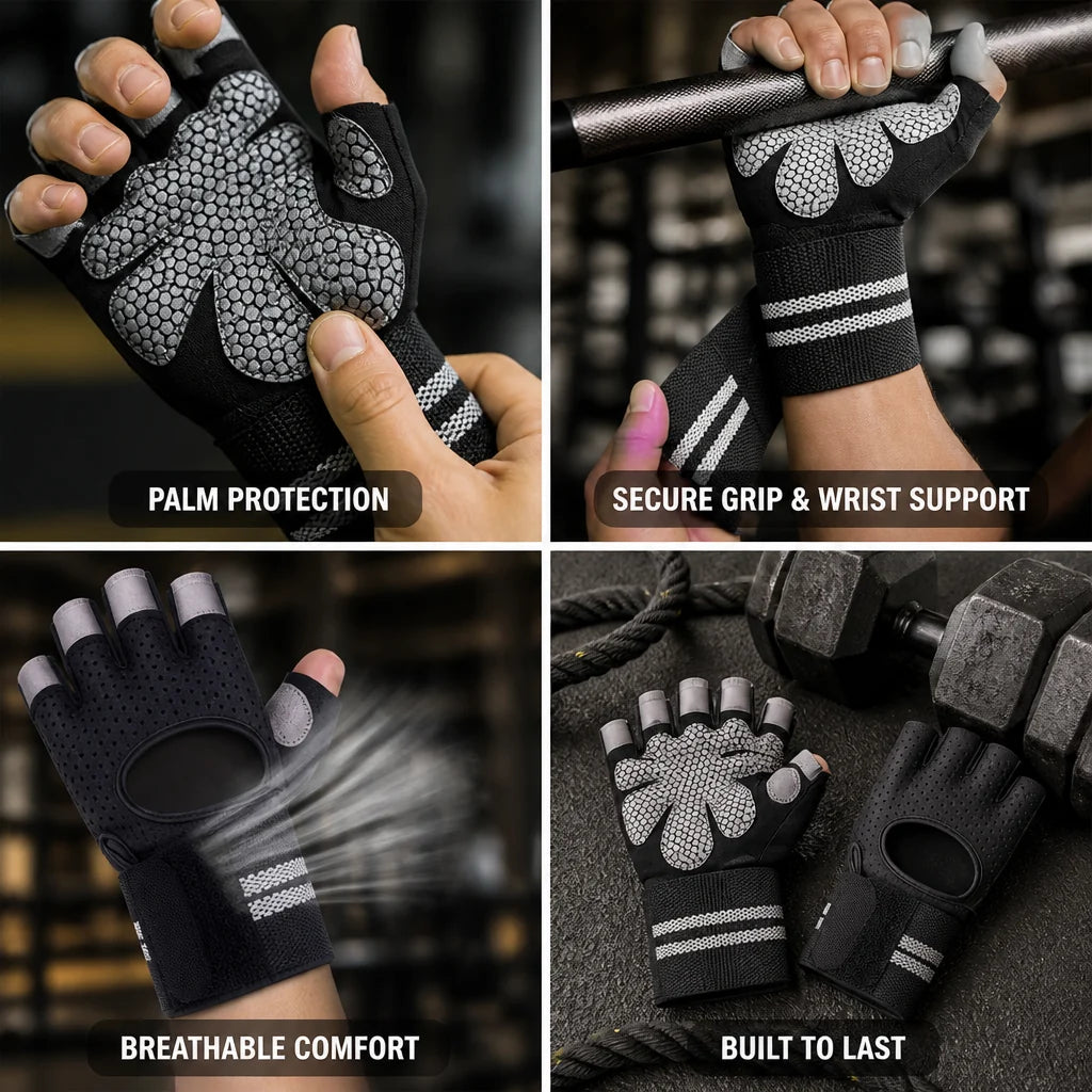 Padded Palm and Non-Slip Training Gloves (Adjustable Wrist Support)