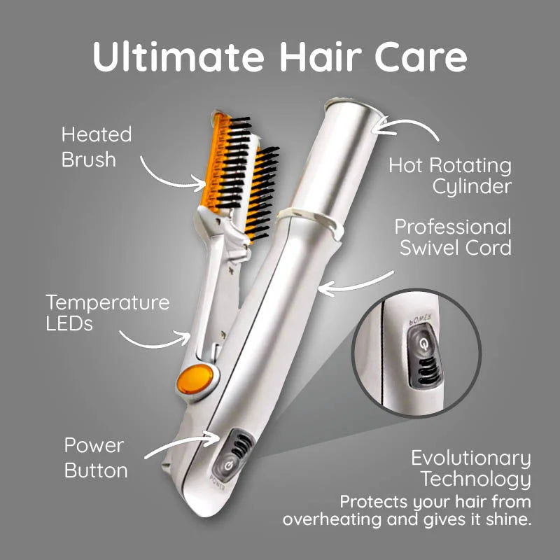 2-in-1 Rotating Hair Brush – Styling & Straightening
