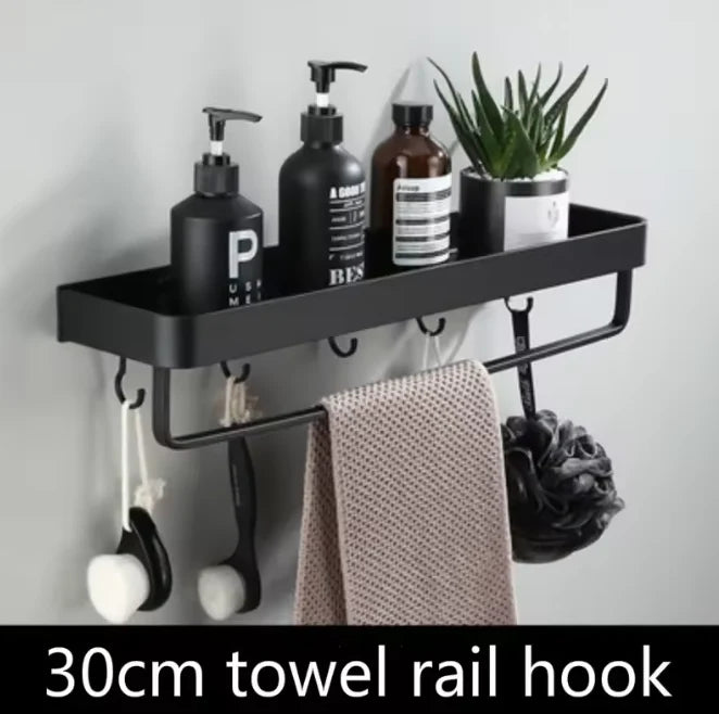 Kellan Wall-Mounted Bathroom Shelf Black