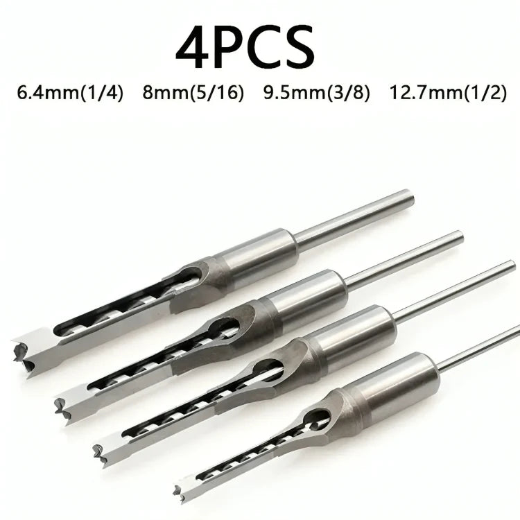 Wood drill bit set for square holes
