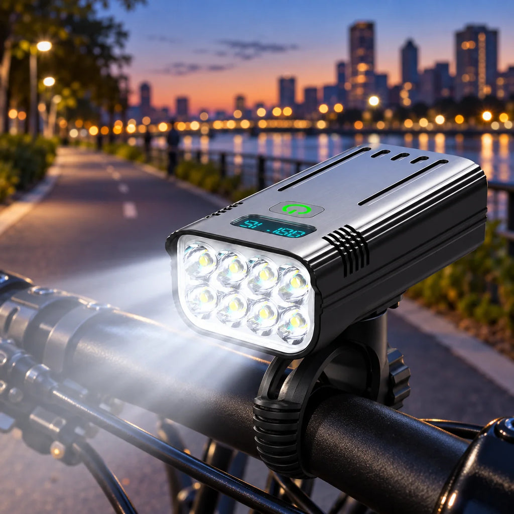 Rechargeable Bicycle Front Light 10,000mAh (Digital Battery Level Indicator)