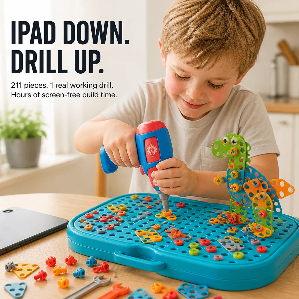 Dinosaur Construction Set with Real Toy Drill