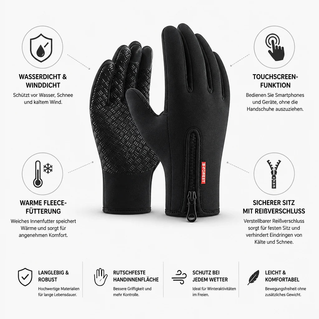 Waterproof & Windproof Fleece-Lined Winter Gloves with Touchscreen Function