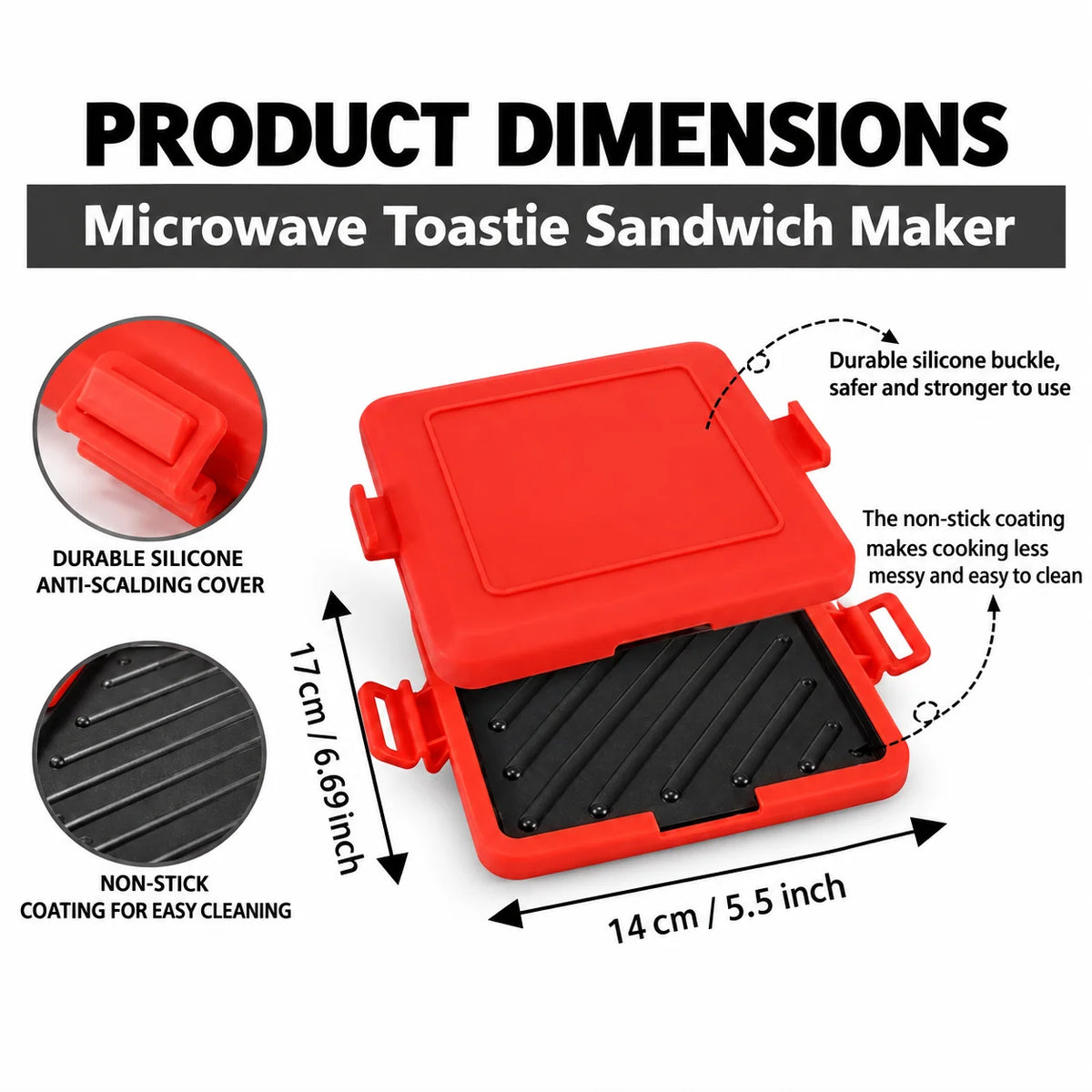 Microwave Sandwich Toaster Nonstick Plates & Silicone Handles