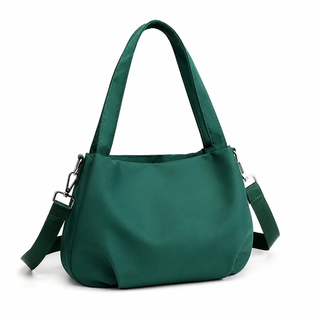 Waterproof nylon shoulder bag with multiple compartments