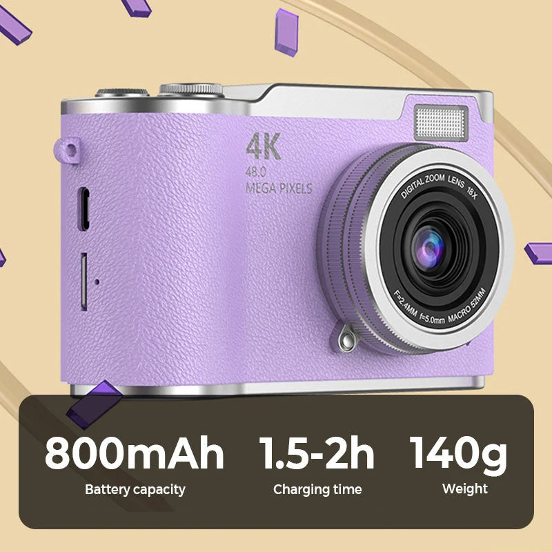4K Digital Camera Flip Screen Autofocus
