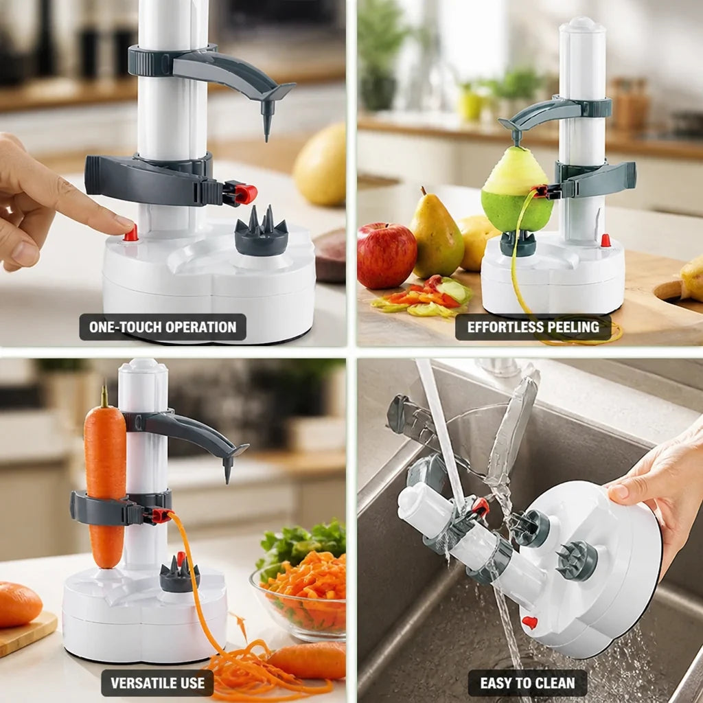 Ergonomic One-Button Electric Fruit and Vegetable Peeler