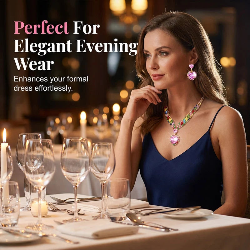 Heart jewelry set with necklace and earrings