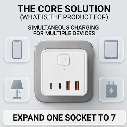 7-in-1 Wall Socket EU with USB & USB-C