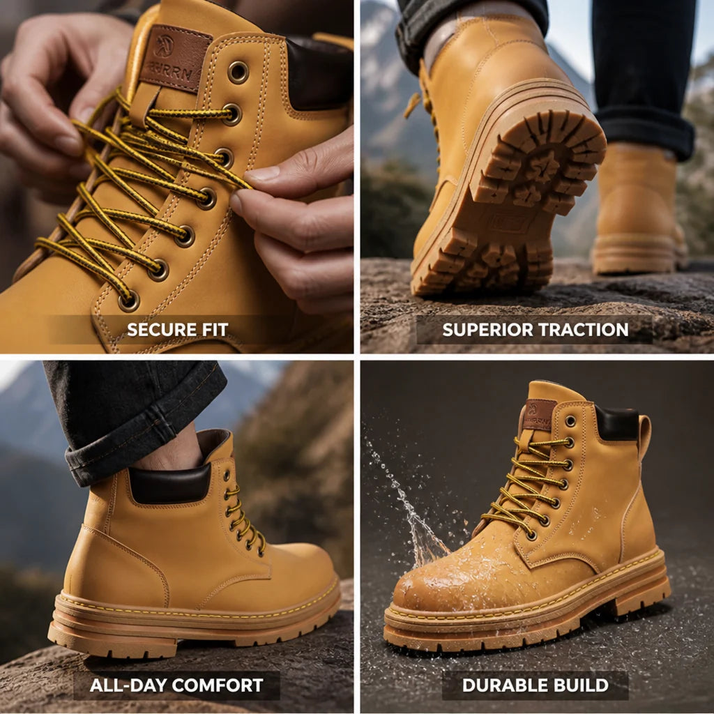 Padded Collar & Profile Sole Rubber Boots for Hiking