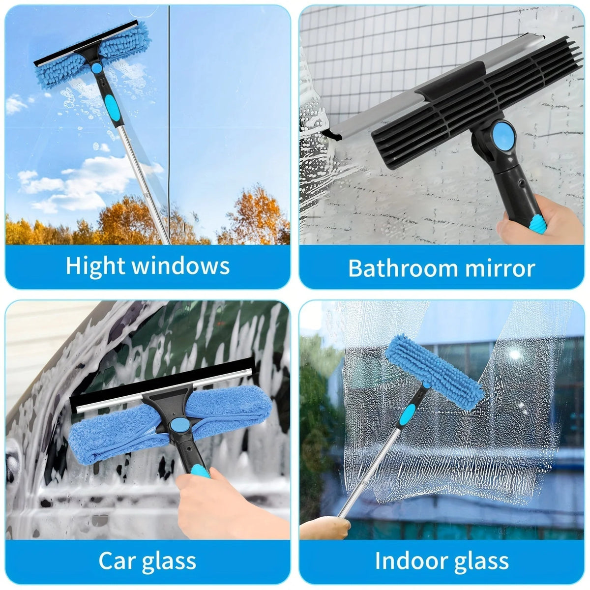 Window Cleaning Squeegee with Telescopic Handle